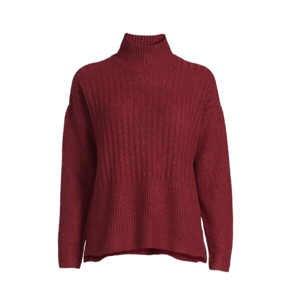 Time and Tru Women's Mock Neck Sweater Rich Red - Picture 1 of 4
